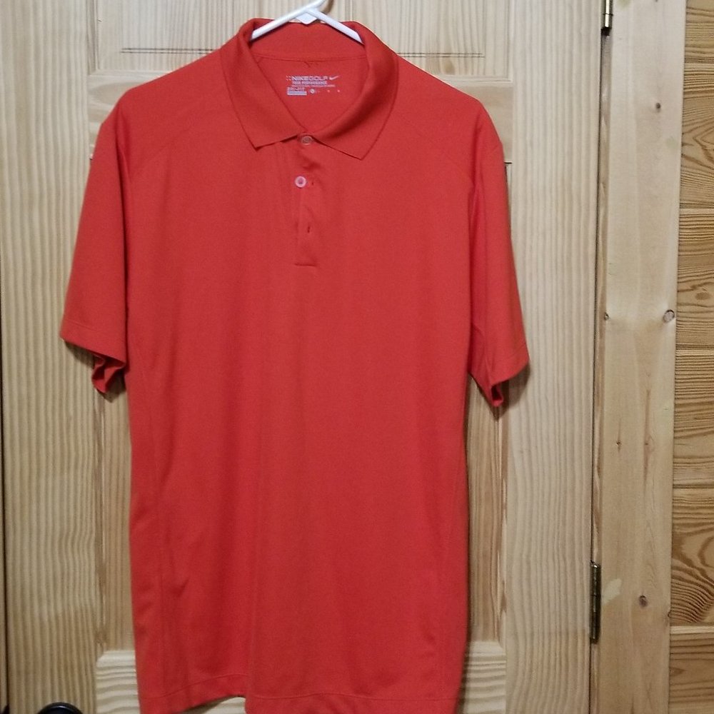 Mens Nike Golf Dri Fit Tour Performance Orange Golf Polo Shirt Size Large